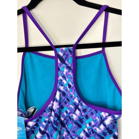 Speedo Girls Racerback Tankini Top Purple Size 16 New with tag - Picture 4 of 9